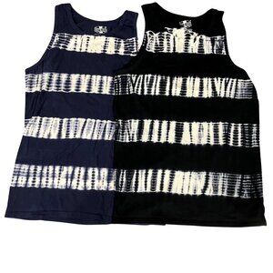 Ocean Patrol Mens XL Tie-Dye Tank Tops Set Of 2 Navy & Black Cotton Made In Indi